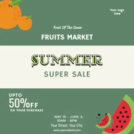 Online Editable Fruits Market Summer Sale Facebook 3D Post