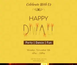 Online Editable Yellow Happy Diwali Facebook Post