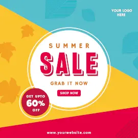 Online Editable Abstract Summer Sale Offer Facebook 3D Post