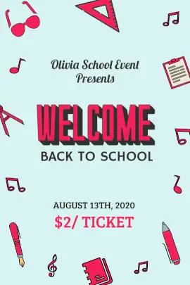 Online Editable Blue and Pink Back To School Tumblr Graphic