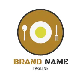 Online Editable Yellow and Black Cutlery and Plate Restaurant Logo