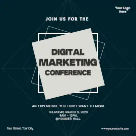 Online Editable Digital Marketing Conference Invitation Facebook 3D Post