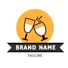 Online Editable Champagne Glasses Bar & Nightclub Logo