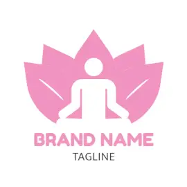 Online Editable Pink Leaves Yoga Instructor Logo