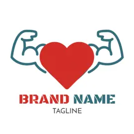 Online Editable Red Heart Biceps Gym & Fitness Logo