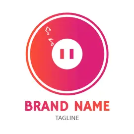 Online Editable Pink Disc Pause Music Class Logo