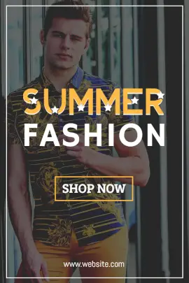Online Editable Yellow Fancy Font Summer Fashion Pinterest Graphic