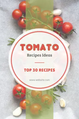 Online Editable White and Red Tomato Recipes Pinterest Graphic