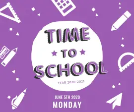 Online Editable Violet Time to School Facebook Post