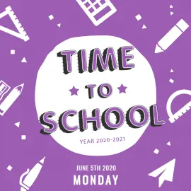 Online Editable Violet Time to School Social Media Post