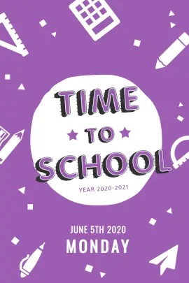 Online Editable Violet Time to School Pinterest Graphic