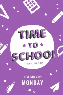 Online Editable Violet Time to School Tumblr Graphic