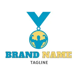 Online Editable Blue and Yellow Medallion Gym & Fitness Logo