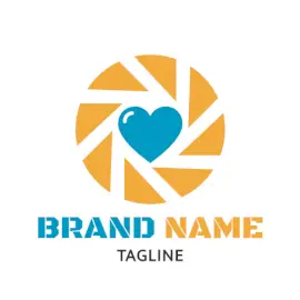 Online Editable Yellow and Blue Lens Photography Logo