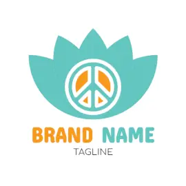 Online Editable Light Green and Yellow Lotus Peace Yoga Logo