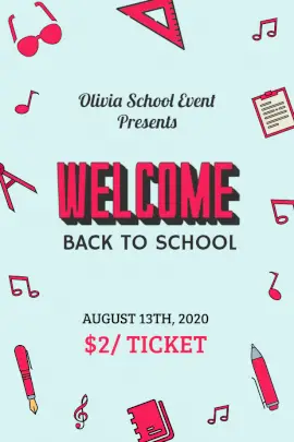 Online Editable Blue and Pink Back To School Pinterest Graphic