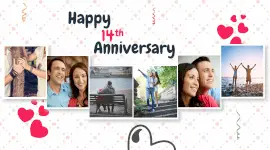 Online Editable Happy 14th Wedding Anniversary 6 Photo Collage