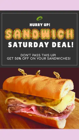 Online Editable Sandwich Saturday Deal GIF Post