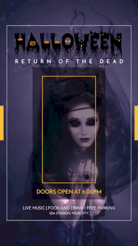 Online Editable Fancy Text Halloween Party With Live Music GIF Post