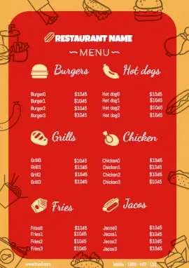 Online Editable Food Pattern Restaurant Foodie Menu