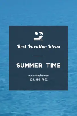 Online Editable Blue Summer Time Vacation Pinterest Graphic