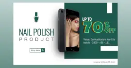 Online Editable Green Nail polish Offer Photo Mockup