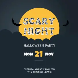 Online Editable Black and Yellow Scary Halloween Party  Instagram Ad