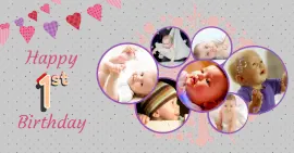 Online Editable Baby Boy First Birthday 7 Photo Collage