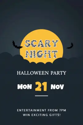 Online Editable Black and Yellow Scary Halloween Party Fashion Tumblr Graphic