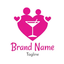 Online Editable Pink Couple Heart Dating Logo