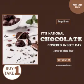 Online Editable National Chocolate-Covered Insect Day October 14 Social Media Post