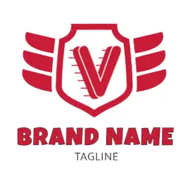 Online Editable Red V Badge Letter Based Logo