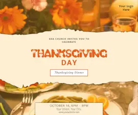 Online Editable Thanksgiving Day Dinner Facebook Post