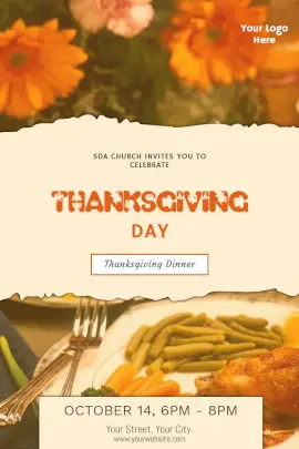 Online Editable Thanksgiving Day Dinner Pinterest Graphic