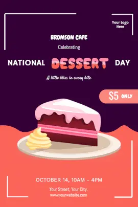 Online Editable National Dessert Day October 14 Cafe Offer Pinterest Graphic