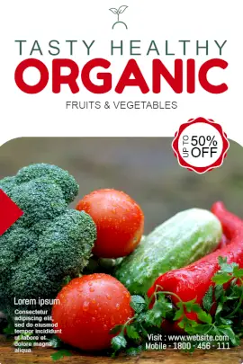 Online Editable Discounts on Healthy Fruits and Vegetable Pinterest Graphic