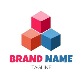 Online Editable Triple Cuboid Blocks Architecture & Construction Logo