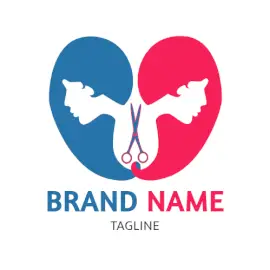 Online Editable Blue and Pink Women Hair Salon & Beauty Logo