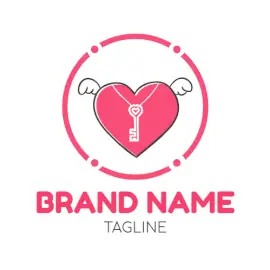 Online Editable Pink Winged Heart Dating Logo