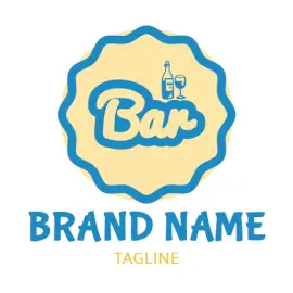 Online Editable Yellow and White Badged Bar & Nightclub Logo