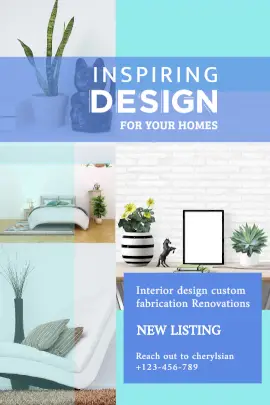 Online Editable Classic Blue and Green Interior Design for Homes Tumblr Graphic