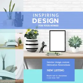 Online Editable Classic Blue And Green Interior Design For Homes Instagram Ad