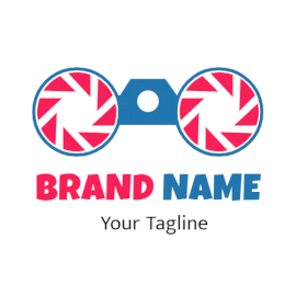 Online Editable Blue and Pink Binoculars Photography Logo