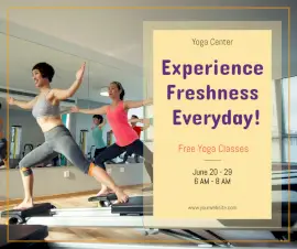 Online Editable Soft Yellow Yoga Class Facebook Post