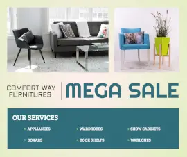 Online Editable Comfort Way Furnitures Sale Facebook Post