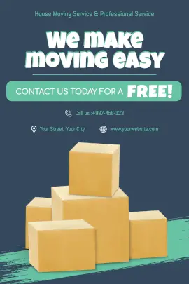 Online Editable Dark Blue and Cyan House Shifting Service Tumblr Graphic
