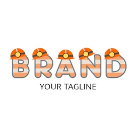 Online Editable Orange Hard Hat on Text Architecture & Construction Logo
