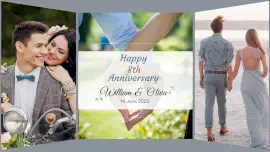 Online Editable William and Oliva Happy 8th Anniversary 3 Photo Collage