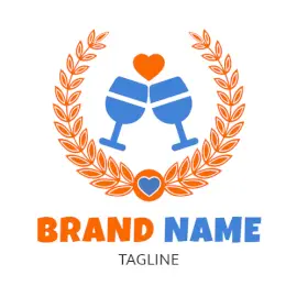 Online Editable Orange and Blue Champagne Glass Dating Logo