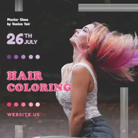 Online Editable Pink 3D Font Hair color Instagram Ad
